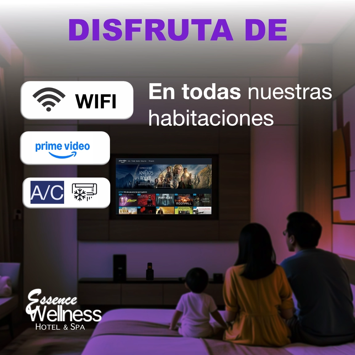 habitaciones con wifi, aire acondicionado y prime video